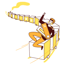 Blockchain Train Blocks Cart Illustration from Lagos Set