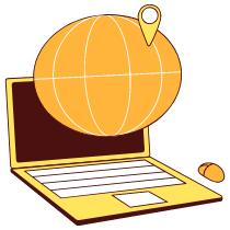 Screen With World Map Location Symbols Illustration from Lagos Set