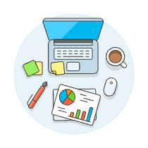 Laptop Workspace 4 Illustration from UX Colors Set