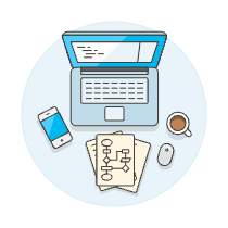 Laptop Workspace 5 Illustration from UX Colors Set