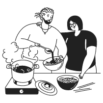 Cooking Family For Friend Guest Illustration from Milano Set