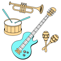 Playing Musical Instruments Illustration from London Set