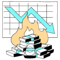 Business Graph Collapsing With Money Burned Illustration from London Set