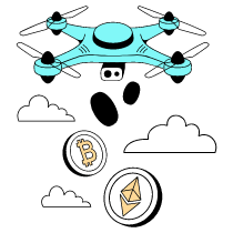 Airdrop Plane Or Drone Dropping Coins Illustration from London Set