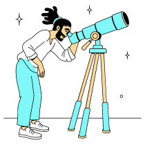 Looking Trough Telescope Illustration from London Set