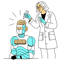 Scientists Working On Robot Computer Brain Illustration from London Set