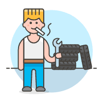 Mechanic Tire Change 1 Illustration from UX Colors Set