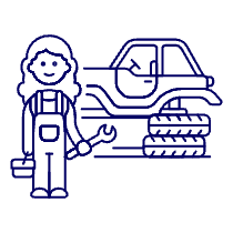 Mechanic Tire Change 2 Illustration from UX Line Set
