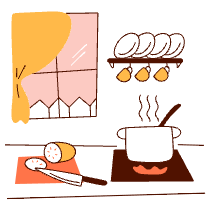 Cooking At Home Illustration from Manchester Set