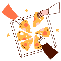 Sharing Pizza Illustration from Manchester Set