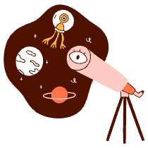 Looking Through Telescope 2 Illustration from Manchester Set