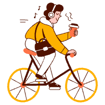 Going To Work On Bicycle Illustration from Manchester Set
