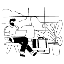 Digital Nomad Working In Airport 1 illustration - Free transparent PNG, SVG. No Sign up needed.
