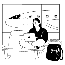 Digital Nomad Working In Airport 2 illustration - Free transparent PNG, SVG. No Sign up needed.