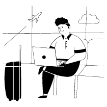 Digital Nomad Working In Airport 3 illustration - Free transparent PNG, SVG. No Sign up needed.