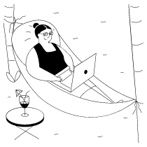 Digital Nomad Working Near Beach 3 illustration - Free transparent PNG, SVG. No Sign up needed.