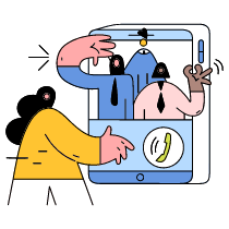 Digital Customer Service Call Center Illustration from New York Set