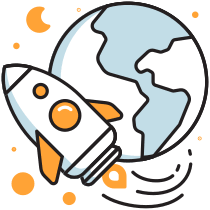 Rocket Orbiting Earth Illustration from Porto Duotone Set
