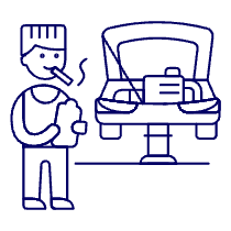 Mechanic Inspector Checking Car Illustration from UX Line Set