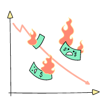 Business Graph Collapsing With Money Burned Illustration from Seoul Set