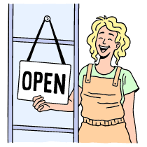 Shopping Shop Open Illustration from Bruxelles Set