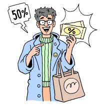 Shopping Using Discount Coupons Illustration from Bruxelles Set
