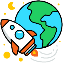 Rocket Orbiting Earth Illustration from Porto Set