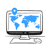 Computer World Map Location Illustration from Brooklyn Set