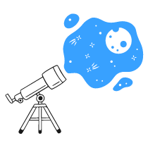 Looking Throught Telescope Illustration from Brooklyn Set