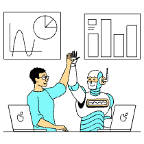 Robot Work Office Team Illustration from London Set