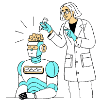 Scientists Working On Robot Computer Brain Illustration from London Set