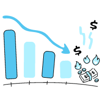 Business Graph Collapsing Illustration from Tokyo Duotone Set