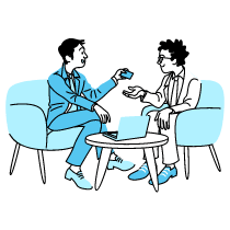 Businessman Giving Business Card Illustration from Tokyo Duotone Set