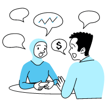 Conversation Businessman And Customer Illustration from Tokyo Duotone Set