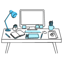 Designer Desk Illustration from Tokyo Duotone Set