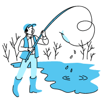 Fishing Illustration from Tokyo Duotone Set