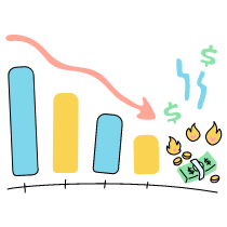 Business Graph Collapsing Illustration from Tokyo Set