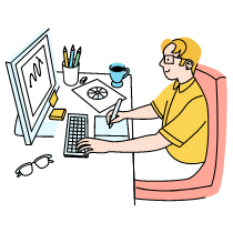 Designer Working Illustration from Tokyo Set