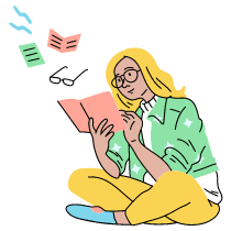 Reading A Book Illustration from Tokyo Set