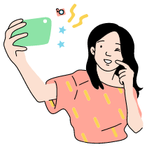 Selfie Illustration from Tokyo Set