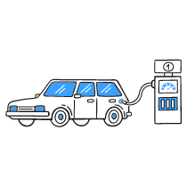 Car Getting Gas Illustration from Brooklyn Set