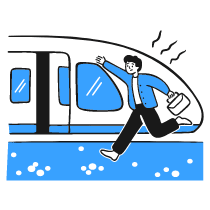 Getting On Train Illustration from Brooklyn Set