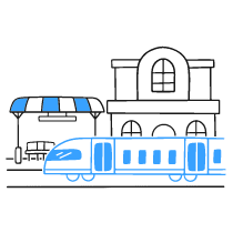 Train Station Illustration from Brooklyn Set