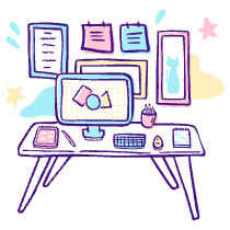Designer Desk Illustration from Djakarta - Free Set