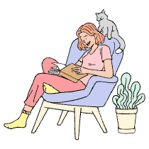 Reading A Book Illustration from Bruxelles - Free Set
