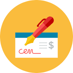 Bank Check Icon from Kameleon Colors Set