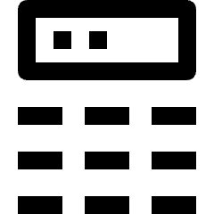 Clean line icon of a rounded screen above a 3x3 dial pad. Used for phone dialers, keypad screens, and call interfaces.