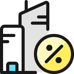 Real Estate Action Building Percent Icon from Ultimate Colors Set