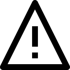 Sharp line icon of a triangle outline with an exclamation mark. Used for warnings, errors, and alerts.