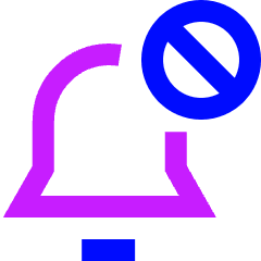 Block Bell Notification Icon from Sharp Neon Set